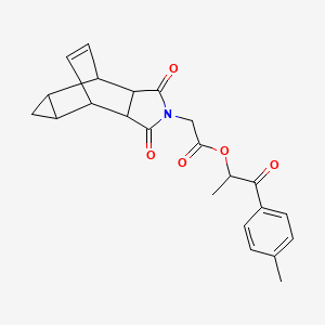 molecular formula C23H23NO5 B3957376 1-methyl-2-(4-methylphenyl)-2-oxoethyl (3,5-dioxo-4-azatetracyclo[5.3.2.0~2,6~.0~8,10~]dodec-11-en-4-yl)acetate 