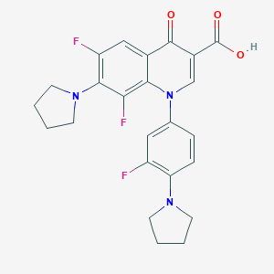 molecular formula C24H22F3N3O3 B395738 6,8-Difluoro-1-(3-fluoro-4-(pyrrolidin-1-yl)phenyl)-4-oxo-7-(pyrrolidin-1-yl)-1,4-dihydroquinoline-3-carboxylic acid 