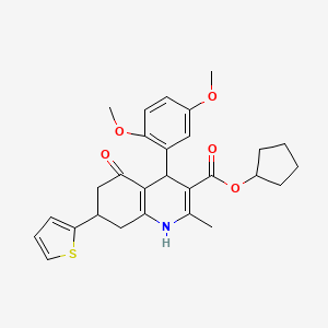 molecular formula C28H31NO5S B3957406 cyclopentyl 4-(2,5-dimethoxyphenyl)-2-methyl-5-oxo-7-(2-thienyl)-1,4,5,6,7,8-hexahydro-3-quinolinecarboxylate 