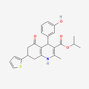 molecular formula C24H25NO4S B3957411 isopropyl 4-(3-hydroxyphenyl)-2-methyl-5-oxo-7-(2-thienyl)-1,4,5,6,7,8-hexahydro-3-quinolinecarboxylate 