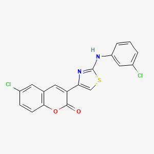 molecular formula C18H10Cl2N2O2S B3957429 6-chloro-3-{2-[(3-chlorophenyl)amino]-1,3-thiazol-4-yl}-2H-chromen-2-one 