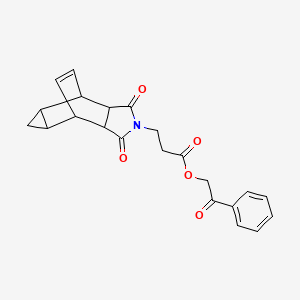 molecular formula C22H21NO5 B3957449 2-oxo-2-phenylethyl 3-(3,5-dioxo-4-azatetracyclo[5.3.2.0~2,6~.0~8,10~]dodec-11-en-4-yl)propanoate 