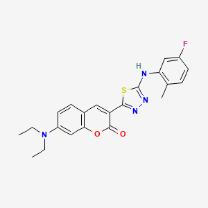 molecular formula C22H21FN4O2S B3957450 7-(diethylamino)-3-{5-[(5-fluoro-2-methylphenyl)amino]-1,3,4-thiadiazol-2-yl}-2H-chromen-2-one 