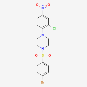 molecular formula C16H15BrClN3O4S B3957488 1-[(4-bromophenyl)sulfonyl]-4-(2-chloro-4-nitrophenyl)piperazine 