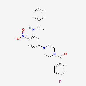 molecular formula C25H25FN4O3 B3957503 5-[4-(4-fluorobenzoyl)-1-piperazinyl]-2-nitro-N-(1-phenylethyl)aniline 