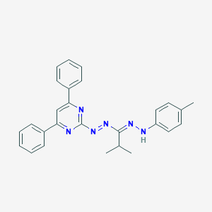 molecular formula C27H26N6 B395752 2-(2-{2-Methyl-1-[(4-methylphenyl)diazenyl]propylidene}hydrazino)-4,6-diphenylpyrimidine 