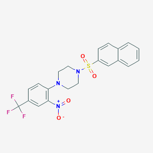 molecular formula C21H18F3N3O4S B3957528 1-(2-naphthylsulfonyl)-4-[2-nitro-4-(trifluoromethyl)phenyl]piperazine 