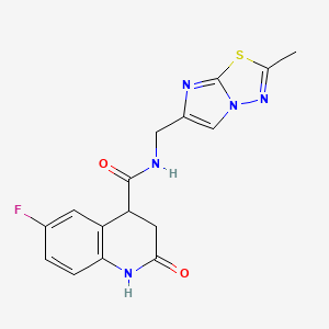 molecular formula C16H14FN5O2S B3957536 6-fluoro-N-[(2-methylimidazo[2,1-b][1,3,4]thiadiazol-6-yl)methyl]-2-oxo-1,2,3,4-tetrahydroquinoline-4-carboxamide 