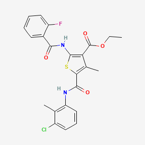 molecular formula C23H20ClFN2O4S B3957548 ethyl 5-{[(3-chloro-2-methylphenyl)amino]carbonyl}-2-[(2-fluorobenzoyl)amino]-4-methyl-3-thiophenecarboxylate 