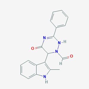 molecular formula C19H16N4O2 B395756 6-(2-methyl-1H-indol-3-yl)-5-oxo-3-phenyl-2,6-dihydro-1,2,4-triazine-1-carbaldehyde 