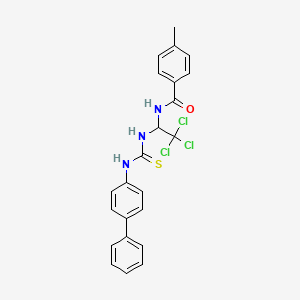 molecular formula C23H20Cl3N3OS B3957573 N-(1-{[(4-biphenylylamino)carbonothioyl]amino}-2,2,2-trichloroethyl)-4-methylbenzamide 