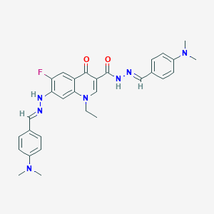 molecular formula C30H32FN7O2 B395761 N'-[4-(dimethylamino)benzylidene]-7-{2-[4-(dimethylamino)benzylidene]hydrazino}-1-ethyl-6-fluoro-4-oxo-1,4-dihydro-3-quinolinecarbohydrazide 
