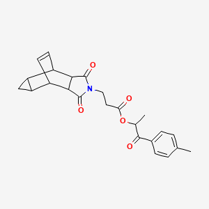 molecular formula C24H25NO5 B3957613 1-methyl-2-(4-methylphenyl)-2-oxoethyl 3-(3,5-dioxo-4-azatetracyclo[5.3.2.0~2,6~.0~8,10~]dodec-11-en-4-yl)propanoate 