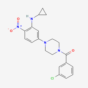 molecular formula C20H21ClN4O3 B3957618 5-[4-(3-chlorobenzoyl)-1-piperazinyl]-N-cyclopropyl-2-nitroaniline 