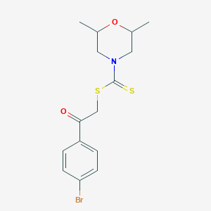 molecular formula C15H18BrNO2S2 B395762 2-(4-Bromophenyl)-2-oxoethyl 2,6-dimethyl-4-morpholinecarbodithioate CAS No. 348131-36-2