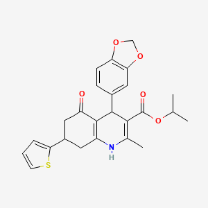 molecular formula C25H25NO5S B3957629 isopropyl 4-(1,3-benzodioxol-5-yl)-2-methyl-5-oxo-7-(2-thienyl)-1,4,5,6,7,8-hexahydro-3-quinolinecarboxylate 