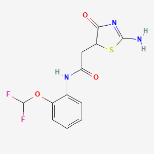 molecular formula C12H11F2N3O3S B3957635 N-[2-(difluoromethoxy)phenyl]-2-(2-imino-4-oxo-1,3-thiazolidin-5-yl)acetamide 
