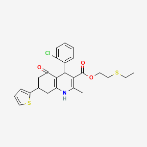 2-(ethylthio)ethyl 4-(2-chlorophenyl)-2-methyl-5-oxo-7-(2-thienyl)-1,4,5,6,7,8-hexahydro-3-quinolinecarboxylate