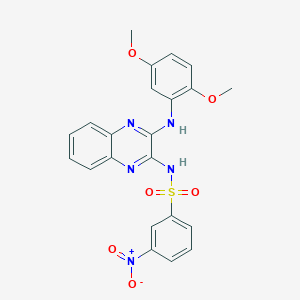 molecular formula C22H19N5O6S B3957656 N-{3-[(2,5-dimethoxyphenyl)amino]-2-quinoxalinyl}-3-nitrobenzenesulfonamide 