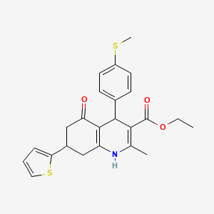 molecular formula C24H25NO3S2 B3957684 ethyl 2-methyl-4-[4-(methylthio)phenyl]-5-oxo-7-(2-thienyl)-1,4,5,6,7,8-hexahydro-3-quinolinecarboxylate CAS No. 6627-67-4