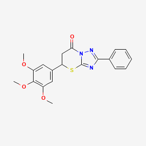 molecular formula C20H19N3O4S B3957700 2-phenyl-5-(3,4,5-trimethoxyphenyl)-5,6-dihydro-7H-[1,2,4]triazolo[5,1-b][1,3]thiazin-7-one 