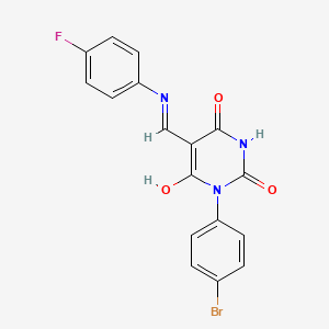 molecular formula C17H11BrFN3O3 B3957721 1-(4-bromophenyl)-5-{[(4-fluorophenyl)amino]methylene}-2,4,6(1H,3H,5H)-pyrimidinetrione 