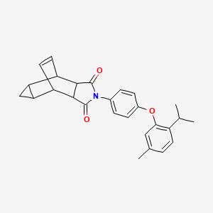 molecular formula C27H27NO3 B3957729 4-[4-(2-isopropyl-5-methylphenoxy)phenyl]-4-azatetracyclo[5.3.2.0~2,6~.0~8,10~]dodec-11-ene-3,5-dione 