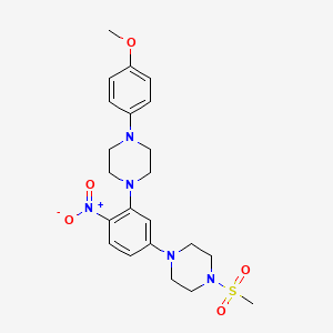 molecular formula C22H29N5O5S B3957734 1-(4-methoxyphenyl)-4-{5-[4-(methylsulfonyl)-1-piperazinyl]-2-nitrophenyl}piperazine 