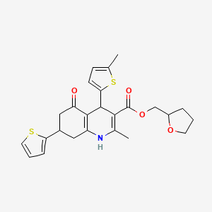 molecular formula C25H27NO4S2 B3957736 tetrahydro-2-furanylmethyl 2-methyl-4-(5-methyl-2-thienyl)-5-oxo-7-(2-thienyl)-1,4,5,6,7,8-hexahydro-3-quinolinecarboxylate 