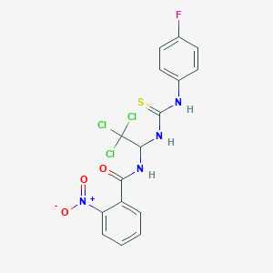 molecular formula C16H12Cl3FN4O3S B3957744 2-nitro-N-[2,2,2-trichloro-1-({[(4-fluorophenyl)amino]carbonothioyl}amino)ethyl]benzamide 