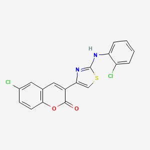molecular formula C18H10Cl2N2O2S B3957751 6-chloro-3-{2-[(2-chlorophenyl)amino]-1,3-thiazol-4-yl}-2H-chromen-2-one 