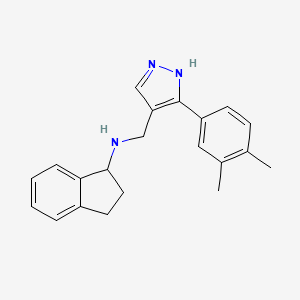 2,3-dihydro-1H-inden-1-yl{[3-(3,4-dimethylphenyl)-1H-pyrazol-4-yl]methyl}amine