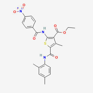 molecular formula C24H23N3O6S B3957838 ethyl 5-{[(2,4-dimethylphenyl)amino]carbonyl}-4-methyl-2-[(4-nitrobenzoyl)amino]-3-thiophenecarboxylate 