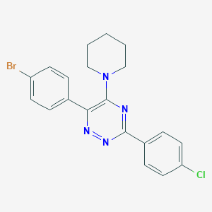 molecular formula C20H18BrClN4 B395789 6-(4-Bromophenyl)-3-(4-chlorophenyl)-5-(1-piperidinyl)-1,2,4-triazine 