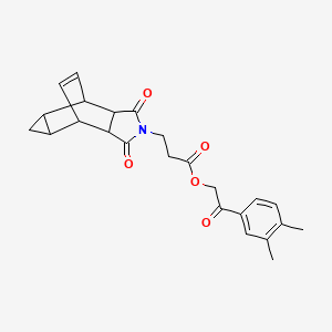 molecular formula C24H25NO5 B3957894 2-(3,4-dimethylphenyl)-2-oxoethyl 3-(3,5-dioxo-4-azatetracyclo[5.3.2.0~2,6~.0~8,10~]dodec-11-en-4-yl)propanoate 