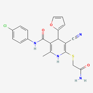 molecular formula C20H17ClN4O3S B3957912 6-[(2-amino-2-oxoethyl)thio]-N-(4-chlorophenyl)-5-cyano-4-(2-furyl)-2-methyl-1,4-dihydro-3-pyridinecarboxamide 