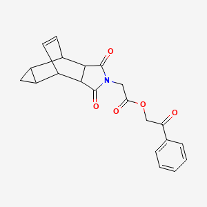 molecular formula C21H19NO5 B3957914 2-oxo-2-phenylethyl (3,5-dioxo-4-azatetracyclo[5.3.2.0~2,6~.0~8,10~]dodec-11-en-4-yl)acetate 