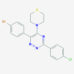 molecular formula C19H16BrClN4S B395792 6-(4-Bromophenyl)-3-(4-chlorophenyl)-5-(4-thiomorpholinyl)-1,2,4-triazine 