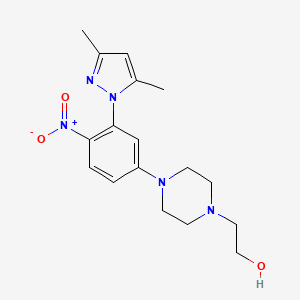 molecular formula C17H23N5O3 B3957932 2-{4-[3-(3,5-dimethyl-1H-pyrazol-1-yl)-4-nitrophenyl]-1-piperazinyl}ethanol 