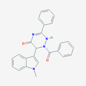 molecular formula C25H20N4O2 B395794 1-benzoyl-6-(1-methylindol-3-yl)-3-phenyl-2,6-dihydro-1,2,4-triazin-5-one 