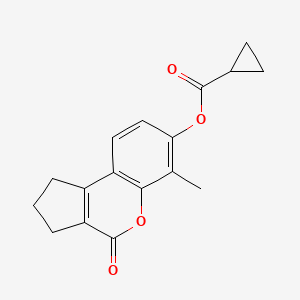 molecular formula C17H16O4 B3957956 6-methyl-4-oxo-1,2,3,4-tetrahydrocyclopenta[c]chromen-7-yl cyclopropanecarboxylate 