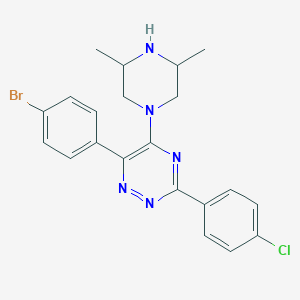 molecular formula C21H21BrClN5 B395797 6-(4-Bromophenyl)-3-(4-chlorophenyl)-5-(3,5-dimethyl-1-piperazinyl)-1,2,4-triazine 