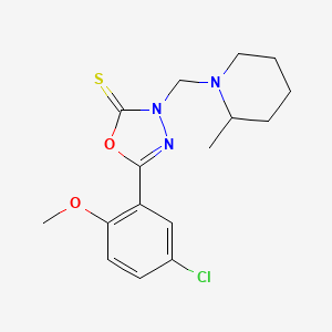 5-(5-chloro-2-methoxyphenyl)-3-[(2-methyl-1-piperidinyl)methyl]-1,3,4-oxadiazole-2(3H)-thione