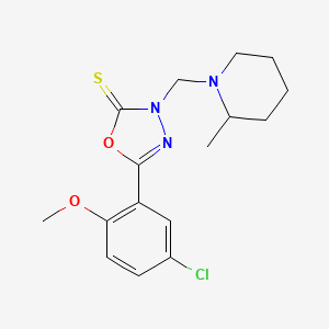 molecular formula C16H20ClN3O2S B3957986 5-(5-chloro-2-methoxyphenyl)-3-[(2-methyl-1-piperidinyl)methyl]-1,3,4-oxadiazole-2(3H)-thione 