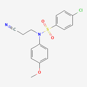 molecular formula C16H15ClN2O3S B3957995 4-chloro-N-(2-cyanoethyl)-N-(4-methoxyphenyl)benzenesulfonamide 