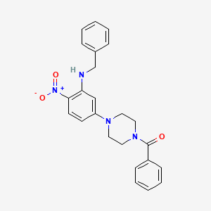 molecular formula C24H24N4O3 B3958009 5-(4-benzoyl-1-piperazinyl)-N-benzyl-2-nitroaniline 