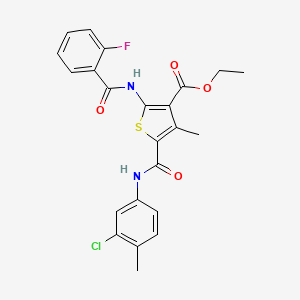 molecular formula C23H20ClFN2O4S B3958021 ethyl 5-{[(3-chloro-4-methylphenyl)amino]carbonyl}-2-[(2-fluorobenzoyl)amino]-4-methyl-3-thiophenecarboxylate 