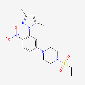 molecular formula C17H23N5O4S B3958026 1-[3-(3,5-dimethyl-1H-pyrazol-1-yl)-4-nitrophenyl]-4-(ethylsulfonyl)piperazine 