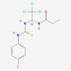 molecular formula C12H13Cl3FN3OS B3958044 N-[2,2,2-trichloro-1-({[(4-fluorophenyl)amino]carbonothioyl}amino)ethyl]propanamide 