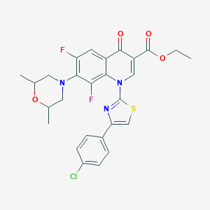 molecular formula C27H24ClF2N3O4S B395806 Ethyl 1-[4-(4-chlorophenyl)-1,3-thiazol-2-yl]-7-(2,6-dimethylmorpholin-4-yl)-6,8-difluoro-4-oxo-1,4-dihydroquinoline-3-carboxylate 
